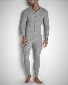 Homens pijamas jumpsuit homewear sleepwear cor sólida manga longa botão confortável lazer homens macacões nightwear 651751622881