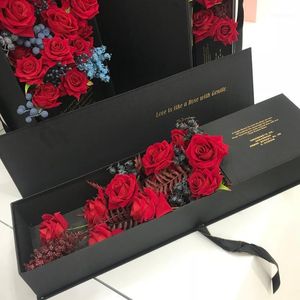 Boîtes De Fleurs En Soie achat en gros de Cadeau wrap gentleman noeud pistolet pistolet boîte de soie rabat en bois rose saint valentin fleur