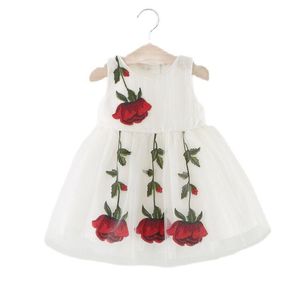 女の子のドレス0 歳の赤ちゃん女の子レースドレス幼児子供のローズフラワープリンセスチュチュパーティー夏の白いサンドレス子供服