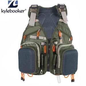 Regulowane Mężczyźni Fly Fishing Vest Pack Wielofunkcyjne Kieszenie Outdoor Mesh Plecak Ryba Akcesoria Torba 210923