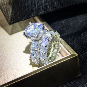 Anello per coppia di sposi alla moda Set gioielli con zirconi Anelli di fidanzamento con diamanti CZ per donna