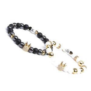 Wholesale bracelet natural moonstone resale online - Charm Bracelets Fashion Men s Natural Stone Transparent Gold Beads Bracelet bangle Crown Moonstone Bracelet Jewelry For Men Gift