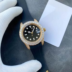 Relógio masculino de safira, relógio clássico de alta qualidade da moda, pulseira de borracha à prova d'água de 41mm, movimento mecânico automático