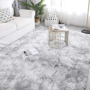 Plush Carpet for Living Room Fluffy Rug Table Mat Bed Nordic Style Grey Pink Anti-slip Floor 211204