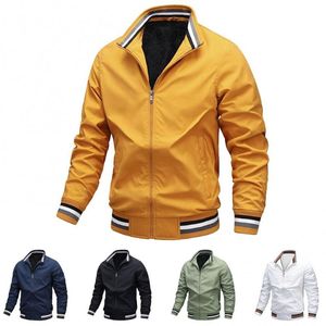 Erkek Ceketler 2021 İlkbahar Sonbahar Erkekler Uzun Kollu Fermuar Polyester Katı Renk Dış Giyim Coat Spor Peluş Ceket için