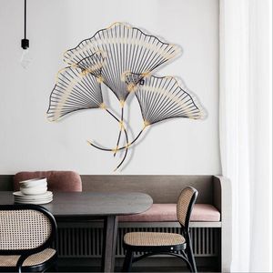 Wall Stickers Modern Wrought Iron Leaf Hanging Decoration Crafts El Livingroom Sofa Background Corridor 3D Sticker Mural Ornament