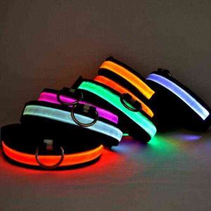 Nylon Kołnierz Pies Flash Night Bezpieczeństwo LED Glow Dog Uprzączki Pet Supplies Kot Obroże Akcesoria Psy Luminous Fluorescen