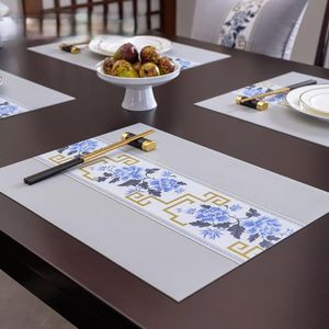 Wholesale chinese art resale online - Mats Pads Modern Gray Placemat Waterproof Chinese Art Heat Resistant Non Slip Rectangle Tischset Dining Table Decoration EI50PM