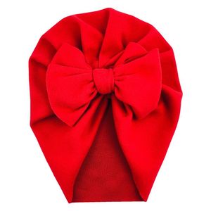 2022 Сплошной цвет Baby Hat Big Bowknot Baby Girl Hat Turban Cashmere Head Wraps Baby Bonnet Beanie Newborn Photography