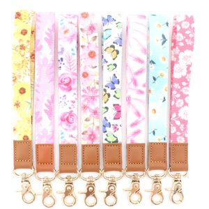 Heiße 10 Stück Schlüsselanhänger Handgelenk Lanyard Strap Blumenband Karabinerverschluss Schlüsselanhänger Halter Schlüsselseil Hand für Mädchen/Frauen/Männer #01