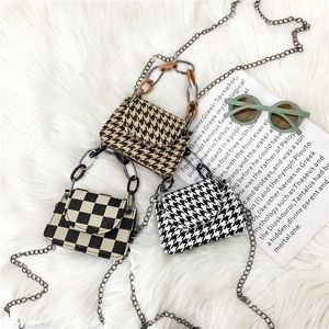 Mini Korean Style Princess Bags Fashion Vintage Lattice Hand Bag Girls Houndstooth Small Shoulder Messenger Bag All-match