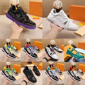 Designer L Fashion Trainer Sneakers Intage Scarpe da pallacanestro Virgils Words-goffrato nero Viola Classic Grigio Marrone Pelle di vitello French Sneaker Mens