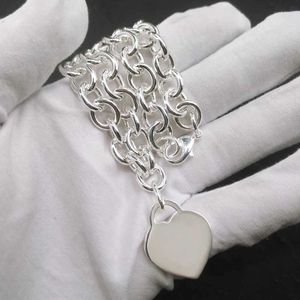 S Sterling Sier tjockt för kvinnor Klassisk hjärtformad hänge charmkedja halsband varumärke halsband returnera kärleksdesigner smycken t gåva