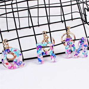 26 Pendant Chain For Women Acrylic chain A To Z ring Holder Resin Initial Letter Key Ring for Jewelry Bag