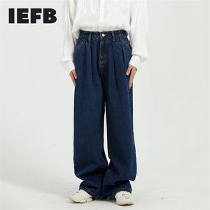 IEFB Abbigliamento da uomo Autunno Moda coreana Spettacolo allentato Sottile Vita media Gamba larga Jeans dritti Pantaloni dritti in denim 9Y5229 211011