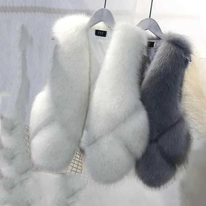 Fur Vest Waistcoat Short Faux Coat Plush Winter Kvinna Jacka R Kvinnor Midja Gilet 210531