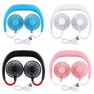 Portable Fan Hands-free Neck Band Hands-Free Hanging USB Rechargeable Dual Fan Mini Air Conditioner/Cooler Fan for Room Student
