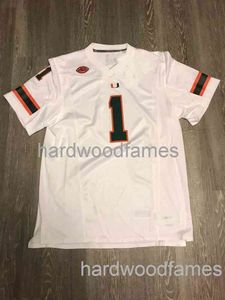 Anpassad stor Miami Hurricanes Team sydde fotbollströja ACC #1 män kvinnor ungdomsstygn för att lägga till valfritt namn XS-5XL