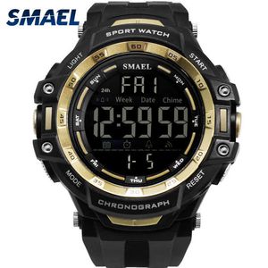 Erkekler Saatler Dijital LED Işık Smael İzle Şok Montre Erkek Askeri Saatler Üst Marka Lüks 1350 Dijital Saatı Spor Q0524