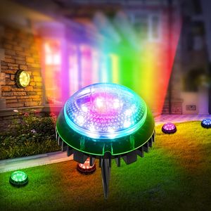 8LED Solar Garden Sepolto Lampada da terra RGB Pathway Lampada da prato Decking Luci da terra per percorsi impermeabili per esterni