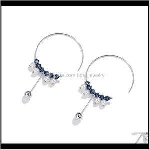 Hie Jewelryhandmade 925 Orecchini a cerchio per le donne Cristalli Lekani da autentiche perle di argento Sterling Fine Jewelry Regali di nozze Drop Delivery 2