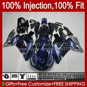 Injection Fairings For KAWASAKI NINJA ZZR 1400 CC ZX 14R 14 R ZZR1400 06-11 4No.116 ZX14R 06 07 08 09 10 11 ZZR-1400 ZX-14R 2006 2007 2008 2009 2010 2011 OEM Bodys silvery blue