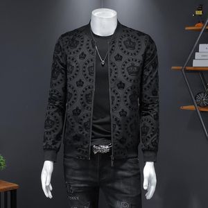 남성용 재킷 대형 훌륭한 디자이너 킹 크라운 EU O- 넥 비즈니스 자켓 겉옷 코트 남자 가을 의류 JK8819
