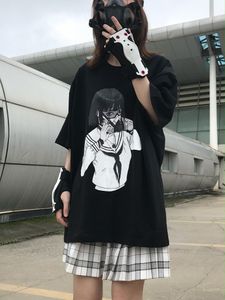 Wholesale anime crop top for sale - Group buy Women s T Shirt Goth Anime Black Tops T shirts Gothic Harajuku Punk Printing Long Sleeve Slim Kawaii Summer Female Crop Top Y2k