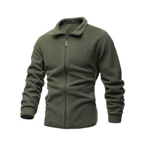 Men's jacket slim double-faced fleece tactical sweater casual stand-up collar zipper solid color jacket Male Warm Winter Coat X0621