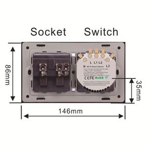 WiFi Smart Light Switch Bezprzewodowy przetworzony Outlety ścienne Uniwersalne elektryczne gniazda wtykowe USB Zdalne sterowanie Alexa Google Home