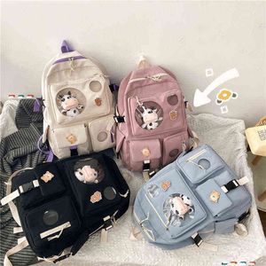 배낭 스타일 가방 Diehe Muti-Pocket Women Nylon School Seenage Girls Fashion College Student Back Pack Mochila Feminina 1209