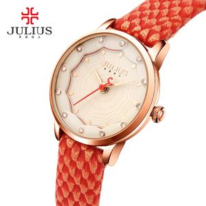 2024 JULIUS KOLOROWE DAMY Fashion Kobiety Krokodyl skóra Elegancka analogowa kwarc Japan Movt Watch for Young Girl JA-858