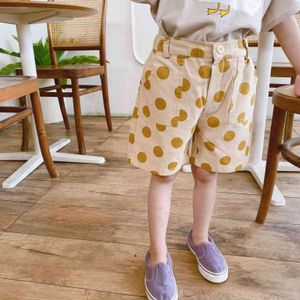 Korean style yellow dot cotton casual shorts Summer loose 210508