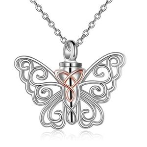 Hängsmycke Necklaces Typ Butterfly Form Fillabled Ashes Cremation Keepsake Urn Halsband Minnesmärke Smycken