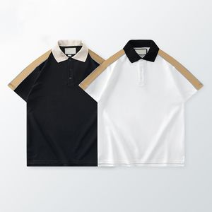 Damtröjor t-shirts Dam Polos kortärmade sommarkläder för par unisex svart och vitt klassiskt vävband knäppning t-shirt bokstavsdekoration plus storlek Mode