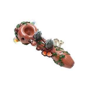 Latest Colorful Owl Forest Handmade Pipes Pyrex Thick Glass Dry Herb Tobacco Smoking Handpipe Oil Rigs Mushroom Luxury Decoration Filter Holder DHL Free