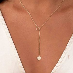 Love Heart Double Sliding Design Stainless Steel Pendants Necklaces For Women Valentine's Day Gift