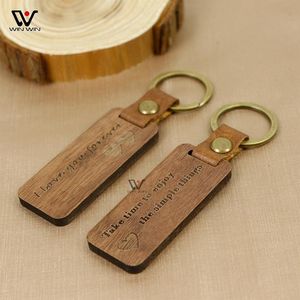 High Quality Straps Custom Logo Wooden Keychain Personalized Engraving Walnut Cherry Wood Key chain