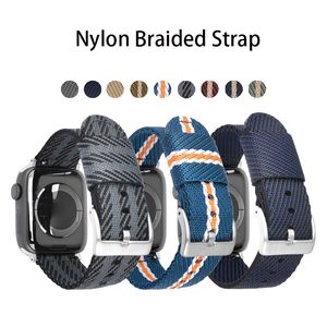 Nylon Loop Band Pleciony Pasek do Apple Watch Series 7 6 5 4 3 Moda Bransoletka Nadgarstek 45mm 41mm 42mm 44mm 38mm 40mm Watchbands Smart Akcesoria