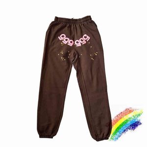 2021ss Brown Graffiti Spider Web Pattern 555555 Sweatpants Men Women 1:1 High Quality Sp5der Pants Joggers Drawstring Trousers