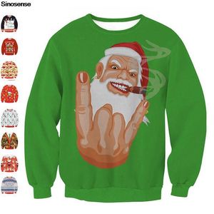 Mäns Tröjor Män Kvinnor Santa Ugly Jultröja Jumper Toppar 3D Rolig Print Höst Vinter Xmas Kläder Pullover Holiday Party Sweatshi