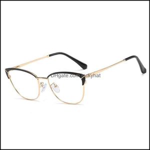 サングラスaessoriescat eye ladies glasses frames frames men men half frame metal metal brand designer clear lens optical eyeglassesコンピューターアイウェアf