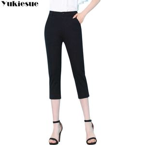 Pantaloni da donna da ufficio estivi streetwear da donna a vita alta skinny capris con lunghezza al polpaccio per pantaloni da donna donna Taglie forti 210608