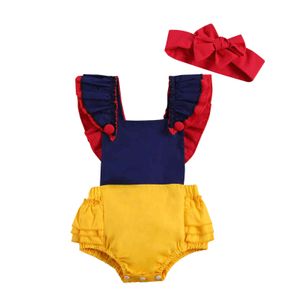 0-24m sommar prinsessan född spädbarn baby girls romper ärmlös ruffles jumpsuit playsuit toddler tjej kläder 210515