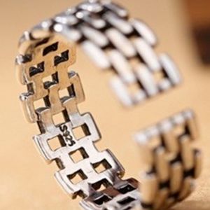 Hollow Square Silver chain Band Rings Retro Knot Finger Ring Fashion Jewelry for women men Will and sandy