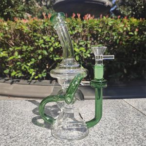 2021 Hookah Bong Vidro Dab Rig Riger Green Water Bongs Tubos de Fumo 8-10 polegadas Altura 14.4mm articulação feminina com quartzo Banger