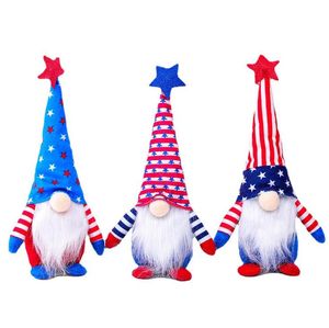 Regali per feste Gnomo patriottico Giorno dell'indipendenza americana Bambola nana Regalo del 4 luglio Stelle e strisce Ornamenti scandinavi fatti a mano Bambole per bambini SN2087