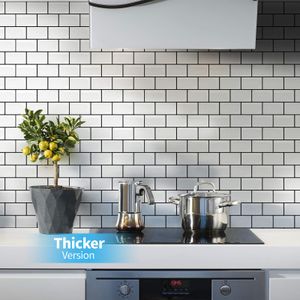 Art3d 30x30cm 3d väggklistermärken Självhäftande skal och pinne Backsplash för kök Badrum, tunnelbana plattor, bakgrundsbilder (1-bitars, tjockare design)