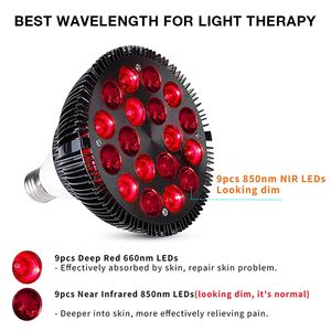 LED-terapi bälte LED-lampor 54W Röda lampor Röd 660 nm och nära infraröd 850nm Ljusterapyslökar för hud smärtlindring