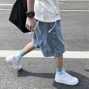 Sommar denim shorts män mode streetwear hip hop baggy jeans manliga knä längd jean byxor 5xl 210716